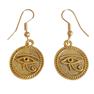 Boucles d’oreilles Œil de Râ symbole égyptien de protection en acier inoxydable doré et argenté