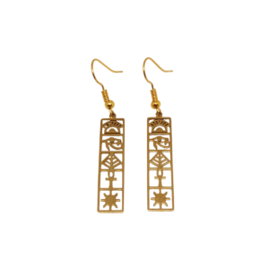 Boucles cartouche hiéroglyphique bijou égyptien en acier inoxydable doré symbole antique