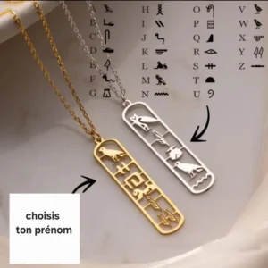 Cartouche hiéroglyphique prénom personnalisé en acier inoxydable